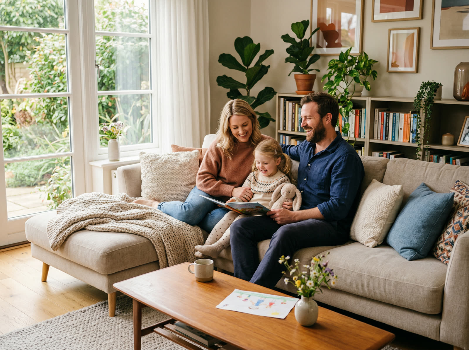 A family enjoying a comfortable home